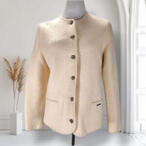 Geiger Austria Boiled Wool Jacket Ivory Loden Blazer 42 Vintage